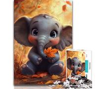 Puzzle 1000 pièces pour Adultes et Adolescents, éléphanteau, 1000 pièces, Jeux d'activités familiales stimulants, Jouet à Faire soi-même pour décoration Murale de la Maison, Cadeaux (Taille 75x50cm)