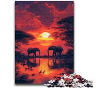 Puzzle 1000 pièces pour Adultes et Adolescents, éléphants d'Afrique, Jeu éducatif, défi, Jouet pour améliorer la mémoire, pour Les 14 Ans et Plus, 26x38cm