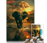 Puzzle 1000 pièces pour Adultes et Adolescents Éléphants d'Afrique, Jouets éducatifs et éducatifs pour la Famille, pour renforcer l'amour Entre Couples, 38x26cm