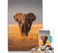 Puzzle 1000 pièces pour Adultes et Adolescents Éléphants des prairies, Anti-Stress, séjour, Tuer Le Temps, liste de souhaits avec Le Père Noël (75x50cm)