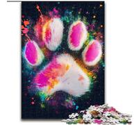 Puzzle 1000 pièces pour Adultes et Adolescents, Empreintes de Pattes de Chien colorées, Jeu éducatif, Jouet Stimulant pour améliorer la mémoire, à partir de 14 Ans (Taille 50x75cm)