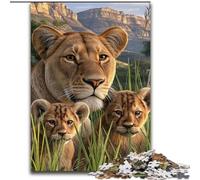 Puzzle 1000 pièces pour Adultes et Adolescents Famille de Lions africains, activité familiale, décoration intérieure Unique et Cadeaux pour Les 14 Ans et Plus (Taille 50x75cm)