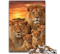 Puzzle 1000 pièces pour Adultes et Adolescents Famille de Lions africains pour Les Plus de 14 Ans Jeu Impossible Cadeau d'anniversaire de Noël 50x75cm