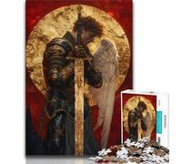 Puzzle 1000 pièces pour Adultes et Adolescents Fantasy Angel Knight, Staycation Kill Time avec Affiche et fiche de Questions Assorties 38x26cm