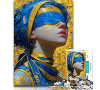 Puzzle 1000 pièces pour Adultes et Adolescents, Femme aux Yeux bandés, Jouets éducatifs et éducatifs pour la Famille, idéal pour la décoration de Bureau (75x50cm)