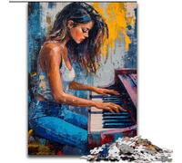 Puzzle 1000 pièces pour Adultes et Adolescents Femme Jouant du Piano, Jouets éducatifs, Jeux Anti-Stress, décoration Murale (Taille 50x75cm)