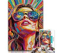 Puzzle 1000 pièces pour Adultes et Adolescents, Femme Portant des Lunettes, Puzzles pour Adolescents, Jeux éducatifs, Décoration d'intérieur, Convient pour la décoration de Bureau (Taille 75x50cm)