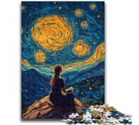 Puzzle 1000 pièces pour Adultes et Adolescents Femme sous Le Ciel Nocturne, Jouets de Divertissement Familial avec Affiche et fiche de Questions-réponses Assorties (50x75cm)