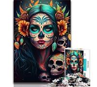 Puzzle 1000 pièces pour Adultes et Adolescents Fiesta De Los Muertos, Jouets de Divertissement Familial avec Affiche et fiche de Questions-réponses Assorties (Taille 38x26cm)