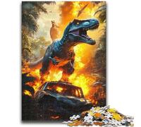 Puzzle 1000 pièces pour Adultes et Adolescents Flamme Dinosaure pour et 14 Ans et Plus Jeu Impossible Cadeau d'anniversaire de Noël 50x75cm