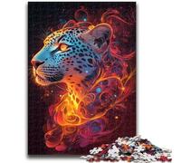 Puzzle 1000 pièces pour Adultes et Adolescents Flamme Léopard Anti-Stress Staycation Kill Time Wishlist avec Père Noël 50x75cm
