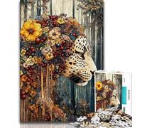 Puzzle 1000 pièces pour Adultes et Adolescents Fleur Léopard 1000 pièces pour Adultes, Jeu Familial éducatif adapté à la décoration de Bureau (Taille 75x50cm)