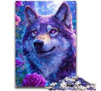 Puzzle 1000 pièces pour Adultes et Adolescents Fleur Loup pour et à partir de 14 Ans Jeu Pratique Jeu de Noël Cadeaux 50x75cm