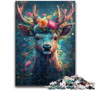 Puzzle 1000 pièces pour Adultes et Adolescents, Fleurs et Cerfs Un Jeu éducatif Amusant et Humoristique pour Un Anniversaire 50x75cm