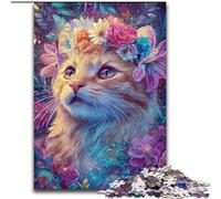 Puzzle 1000 pièces pour Adultes et Adolescents Fleurs et Chats, à partir de 14 Ans Décoration d'intérieur à Offrir à Toute la Famille et aux Amis (Taille 26x38cm)