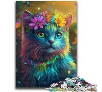 Puzzle 1000 pièces pour Adultes et Adolescents Fleurs et Chats Stimulez Votre Cerveau Jouets addictifs pour cultiver la Patience Collection d'artistes, Beaux-Arts, 50x75cm