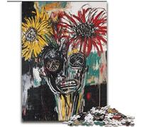 Puzzle 1000 pièces pour Adultes et Adolescents, Fleurs et crânes de Style Basquiat, à partir de 14 Ans, décoration d'intérieur, à Offrir à Toute la Famille et aux Amis (Taille 50x75cm)