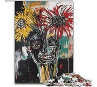 Puzzle 1000 pièces pour Adultes et Adolescents, Fleurs et crânes façon Basquiat Jouet éducatif et décompressant, idéal comme Cadeau pour Toute la Famille (Taille 26x38cm)