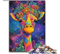 Puzzle 1000 pièces pour Adultes et Adolescents Fleurs et girafes, Jeu intellectuel éléphant, Cadeau d'anniversaire, décoration Murale pour Les 14 Ans et Plus (Taille 50x75cm)