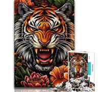 Puzzle 1000 pièces pour Adultes et Adolescents Fleurs et Tigres, Difficile à réaliser mais Amusant et Humoristique, Cadeaux d'anniversaire et Cadeaux Uniques (75x50cm)