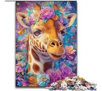 Puzzle 1000 pièces pour Adultes et Adolescents Fleurs Girafe, activité familiale, décoration d'intérieur Unique et Cadeaux pour Les 14 Ans et Plus (Taille 50x75cm)