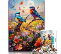Puzzle 1000 pièces pour Adultes et Adolescents Fleurs Oiseaux, Jouets éducatifs pour la Famille, Jeu éducatif pour Anniversaire, Noël (38x26cm)