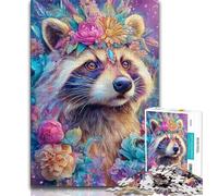 Puzzle 1000 pièces pour Adultes et Adolescents Fleurs Raton Laveur, Jouets éducatifs et éducatifs pour la Famille, pour renforcer l'amour Entre Couples (38x26cm)