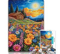 Puzzle 1000 pièces pour Adultes et Adolescents Fleurs Sauvages sous Le Ciel Nocturne, Jouets éducatifs et éducatifs pour la Famille, pour renforcer l'amour Entre Couples (38x26cm)