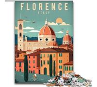 Puzzle 1000 pièces pour Adultes et Adolescents Florence Italie Voyage Art Jeu Familial Soulagement du Stress Défi Difficile Cadeaux du Père Noël Secret (50x75cm) 1000pcs