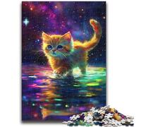 Puzzle 1000 pièces pour Adultes et Adolescents Galaxy Cat Un Jeu éducatif Difficile à réaliser, Amusant et Humoristique pour Un Anniversaire 26x38cm