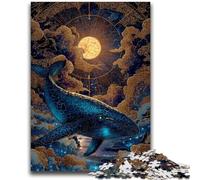 Puzzle 1000 pièces pour Adultes et Adolescents Galaxy Whale Charcoal Art Staycation Kill Time pour la décoration de la Maison 26x38cm
