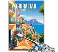 Puzzle 1000 pièces pour Adultes et Adolescents Gibraltar Méditerranée Design Dynamique et Unique Expérience de Puzzle relaxante et stimulante (Taille 38x26cm)