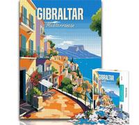 Puzzle 1000 pièces pour Adultes et Adolescents Gibraltar Méditerranée, Jouets éducatifs et éducatifs pour la Famille, pour renforcer l'amour Entre Couples (75x50cm)