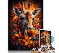 Puzzle 1000 pièces pour Adultes et Adolescents Girafe, Anti-Stress, Vacances à la Maison, avec Affiche et fiche de Questions-réponses Assorties (75x50cm)