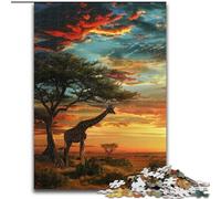 Puzzle 1000 pièces pour Adultes et Adolescents Girafe des prairies africaines,adapté aux Personnes de 14 Ans et Plus Difficile à réaliser,mais Amusant et Humoristique Superbe Cadeau (Taille 50x75cm)
