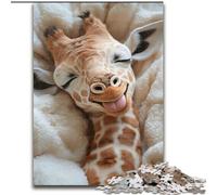 Puzzle 1000 pièces pour Adultes et Adolescents Girafe endormie, Jouet éducatif et décompressant, Cadeau d'anniversaire (Taille 26x38cm)
