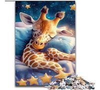 Puzzle 1000 pièces pour Adultes et Adolescents Girafe endormie, Jouets éducatifs, Jeux Anti-Stress, décoration Murale (Taille 50x75cm)