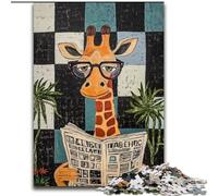 Puzzle 1000 pièces pour Adultes et Adolescents Girafe lisant Un Journal, Jeu éducatif et Stimulant pour améliorer la mémoire (à partir de 14 Ans) (Taille 50x75cm)