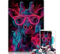 Puzzle 1000 pièces pour Adultes et Adolescents Girafe mystérieuse, Anti-Stress, défi Difficile, Chaque pièce est Unique - Jeu Familial Amusant et Stimulant 50x75cm
