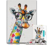 Puzzle 1000 pièces pour Adultes et Adolescents, Girafe Portant des Lunettes, Jouets éducatifs, Jeux familiaux, Cadeaux d'anniversaire Uniques (38x26cm)