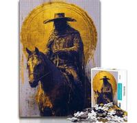 Puzzle 1000 pièces pour Adultes et Adolescents Golden Cowboy, défi Difficile et Anti-Stress, idéal comme Cadeau pour Toute la Famille à partir de 14 Ans 38x26cm