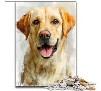 Puzzle 1000 pièces pour Adultes et Adolescents Golden Retriever Peinture à l'huile, entraînez Votre Cerveau et Vos Mains Anniversaire Unique et Cadeaux pour Les 14 Ans et Plus 26x38cm