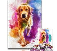 Puzzle 1000 pièces pour Adultes et Adolescents Golden Retriever Portrait Puzzle 1000 pièces, Jouet éducatif Anti-Stress, Superbes Cadeaux et Jouets (Taille 75x50cm)