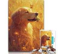 Puzzle 1000 pièces pour Adultes et Adolescents Golden Retriever Portrait Puzzles pour Adultes, Jouets de Jeu Chaque pièce est Unique - Jeu Familial Stimulant et Amusant (Taille 38x26cm)
