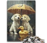 Puzzle 1000 pièces pour Adultes et Adolescents Golden Retriever Tenant Un Parapluie Jouet éducatif Anti-Stress Cadeaux du Père Noël Secret pour Les 14 Ans 26x38cm