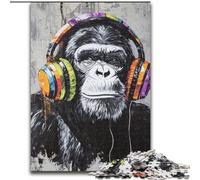 Puzzle 1000 pièces pour Adultes et Adolescents Gorille avec Casque, Jeux éducatifs, décoration d'intérieur, Convient pour la décoration de Bureau 50x75cm