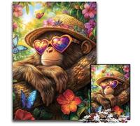 Puzzle 1000 pièces pour Adultes et Adolescents, Gorilles en Vacances, Jeux Amusants, idéal comme Cadeau pour Toute la Famille, à partir de 14 Ans, 26x38cm