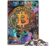 Puzzle 1000 pièces pour Adultes et Adolescents Graffiti Bitcoin Aide Le Cerveau à exercer Jouets addictifs pour cultiver la Patience Interaction Parent-Enfant 26x38cm