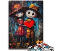 Puzzle 1000 pièces pour Adultes et Adolescents Graffiti Couple Art au Fusain Staycation Kill Time pour la décoration de la Maison 50x75cm