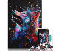 Puzzle 1000 pièces pour Adultes et Adolescents Graffiti Wolf, Anti-Stress Staycation Kill Time Wishlist avec Père Noël (75x50cm)